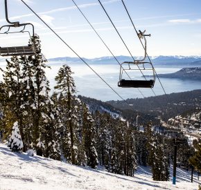 crystal express chairlift with lake tahoe views