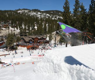 Buzz lightyear dummy launches off jump at diamond peak dummy downhill event