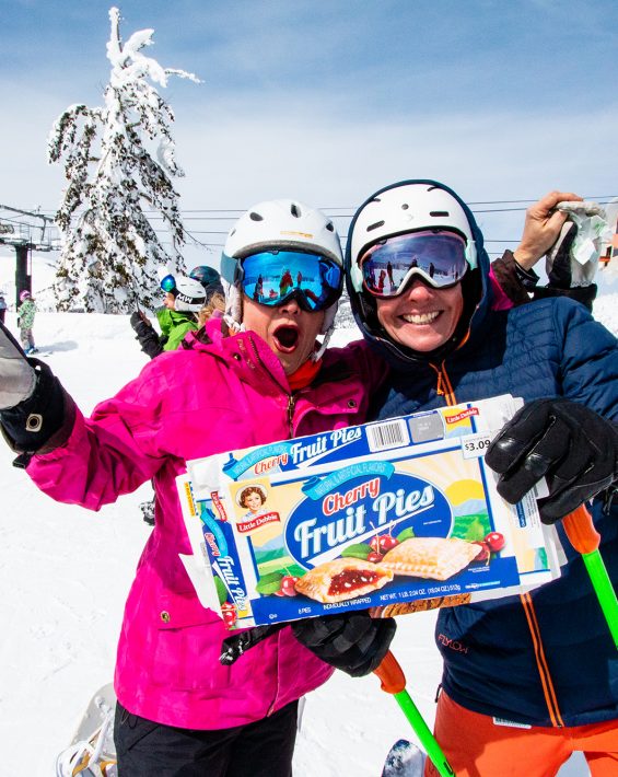 ladies with pies for pi day at diamond peak ski resort
