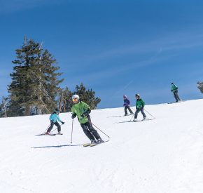 youth skiers with instructor at diamond peak