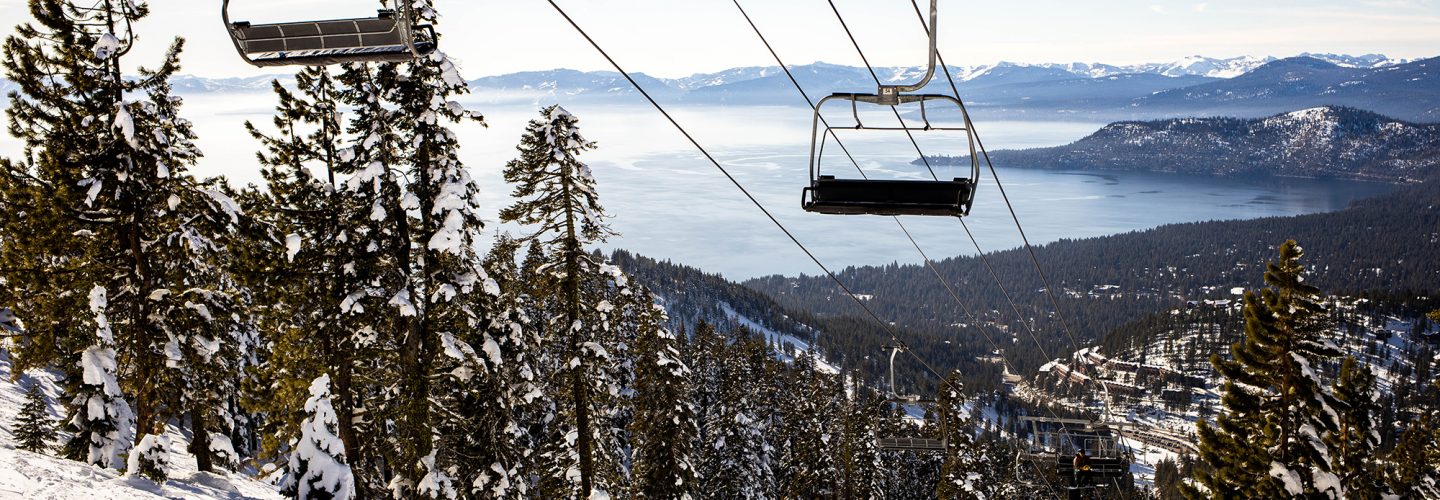 Crystal Express chairlift with lake tahoe views