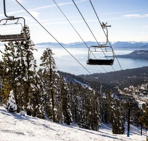 Crystal Express chairlift with lake tahoe views