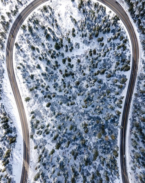snowy road in incline village near diamond peak ski resort