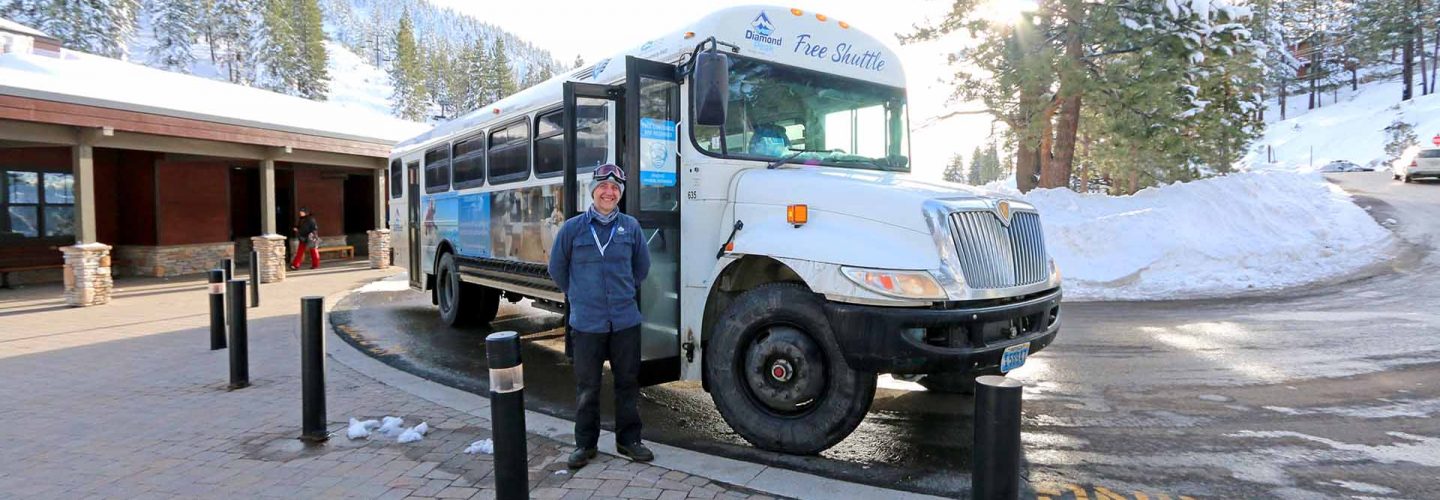 Diamond Peak shuttle bus and driver