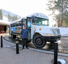 Diamond Peak shuttle bus and driver