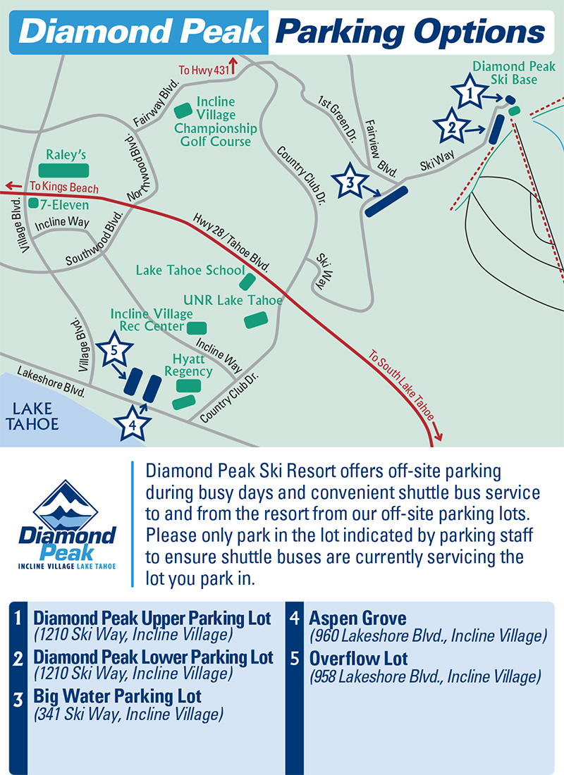 Diamond Peak parking lots map