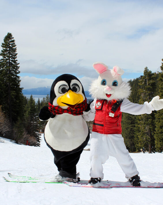 easter bunny and penguin pete at diamond peak