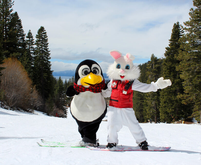 easter bunny and penguin pete at diamond peak