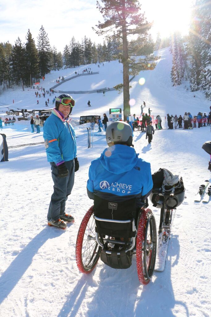 Wheelchair user on snow