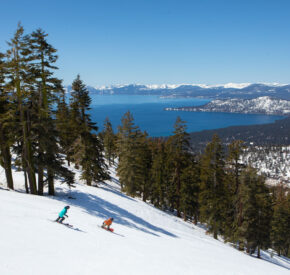 spring skiing with lake tahoe