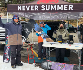 Never summer snowboards demo tent