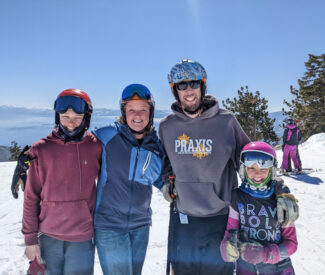 Jan Hrindo and family smile on crystal ridge