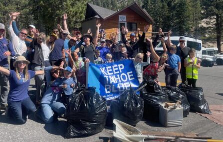 group with keep tahoe blue banner