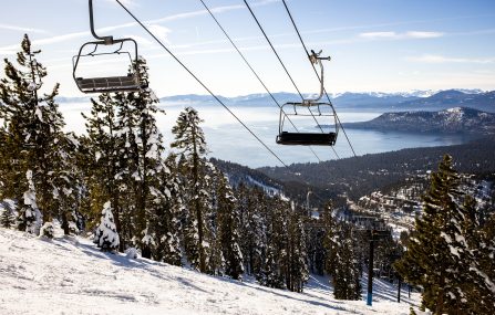 crystal express chairlift with lake tahoe views