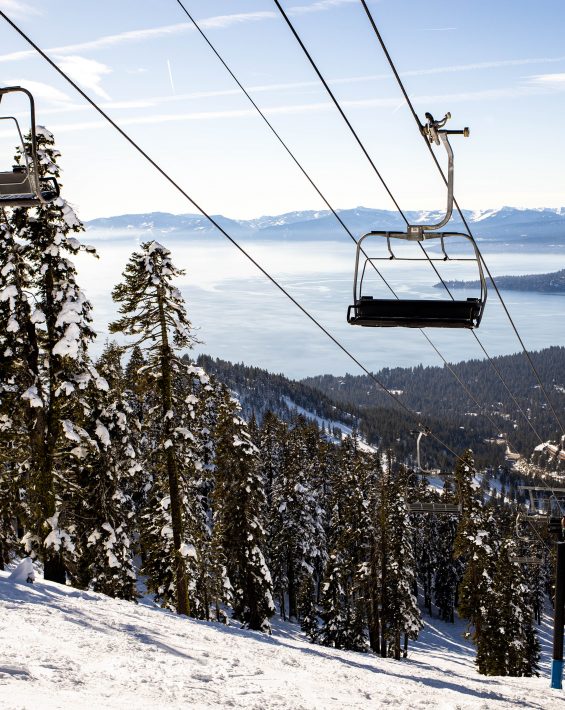 crystal express chairlift with lake tahoe views