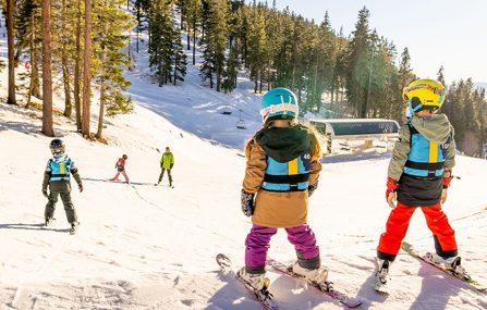 children in a ski lesson