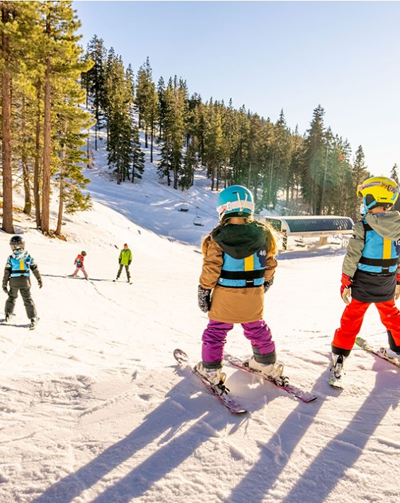 children in a ski lesson