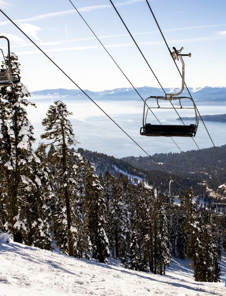 Crystal Express chairlift with lake tahoe views