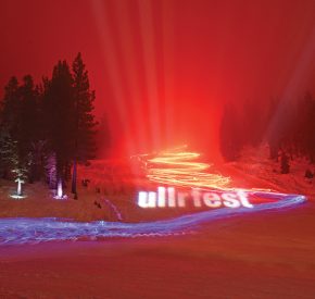 ullr fest torchlight parade on the slopes of diamond peak at night