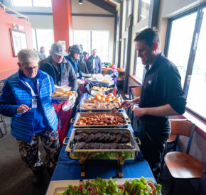 diamond peak pass holders at buffet with server
