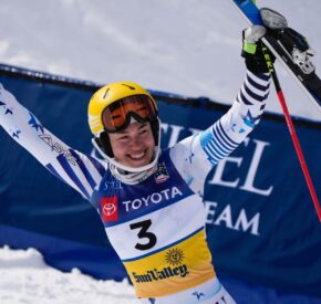 ila lapanja smiles at 2023 sun valley slalom national championship finish