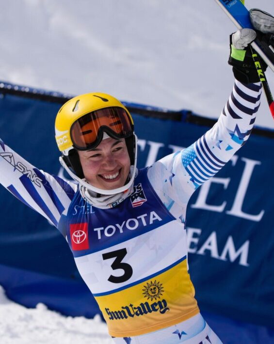 ila lapanja smiles at 2023 sun valley slalom national championship finish