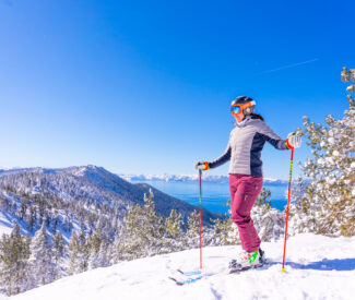lila lapanja at diamond peak with lake views