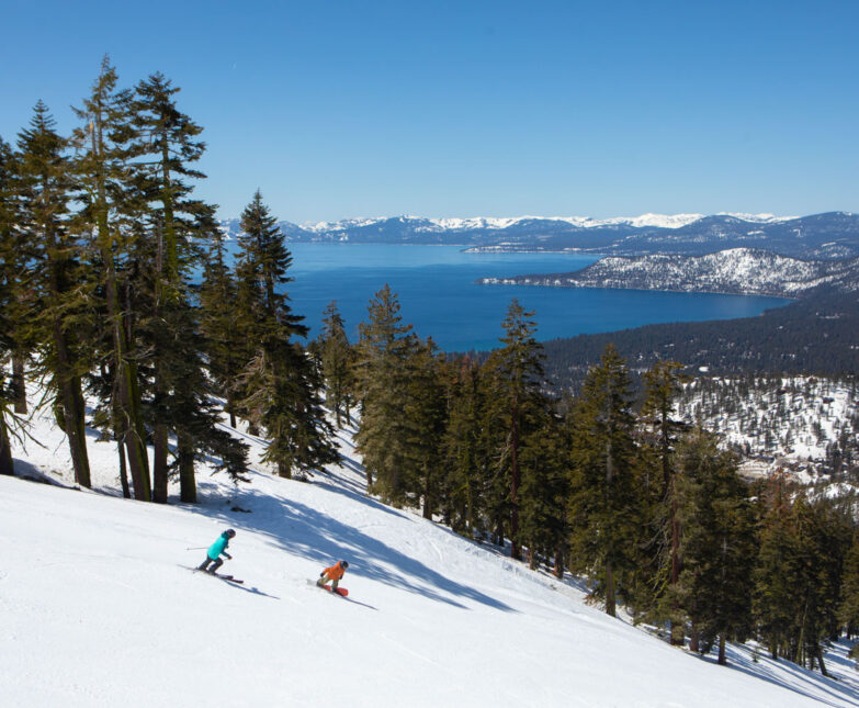 spring skiing with lake tahoe