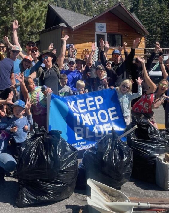 group with keep tahoe blue banner