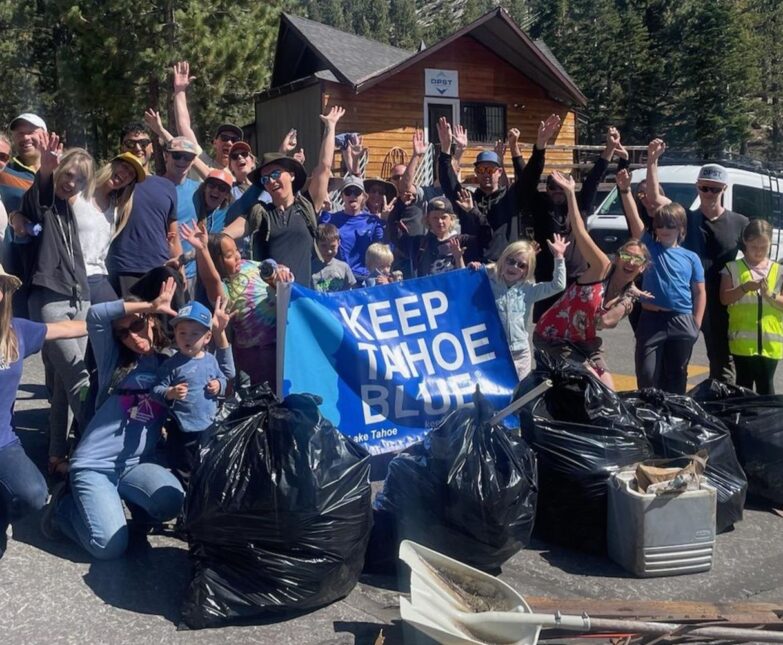 group with keep tahoe blue banner