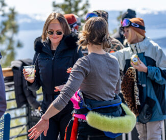 dj party at snowflake lodge 2 women dancing