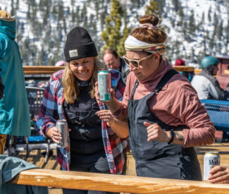 dj party at snowflake lodge two women dancing