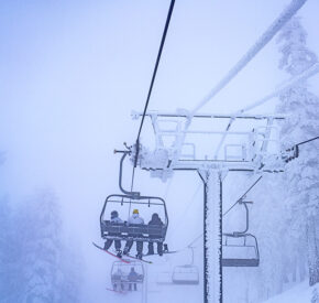 Crystal Express chairlift on a stormy day