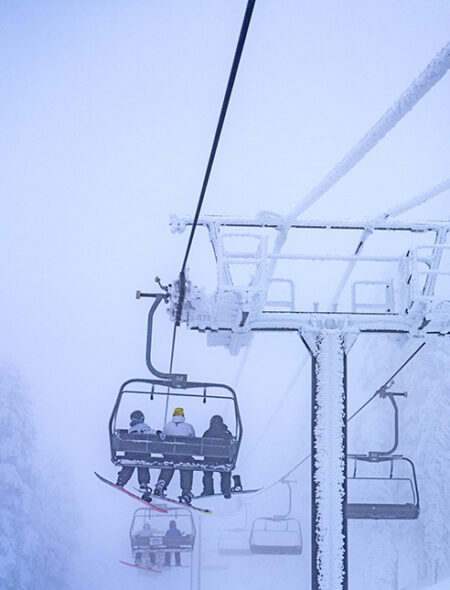 Crystal Express chairlift on a stormy day