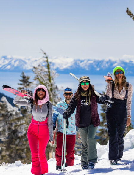 group of skiers at summit
