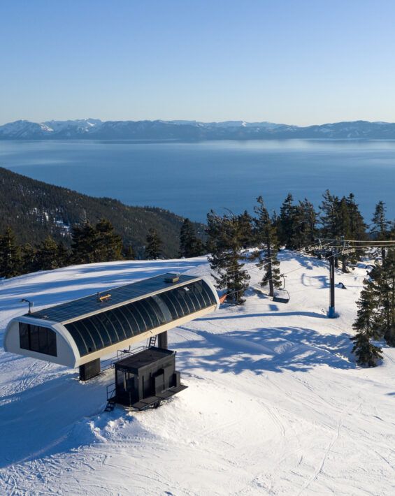 View of the top of the Crystal Express chairlift