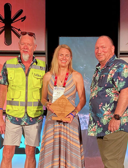 Kari Brandt accepting her Safety Champion award from NSAA