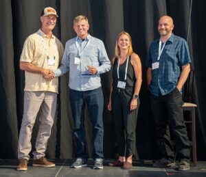 Mike Bandelin receives the Dave McCoy Lifetime Achievement Award from Ski California