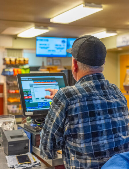 cashier touching screen
