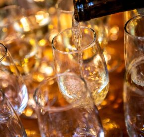 Pouring bubbly wine