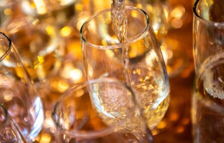 Pouring bubbly wine