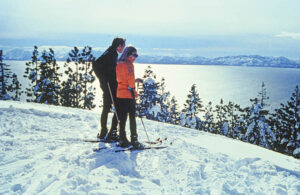 skiers admire the view