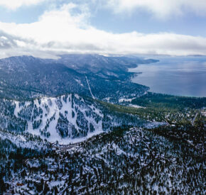 scenery of the lake and mountain from highway 431lookout point