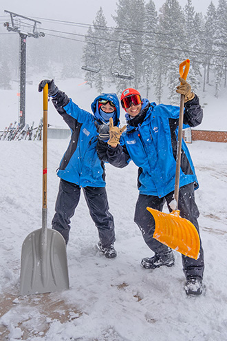 Snow shovelers at Diamond Peak